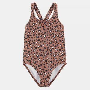 Carter's Leopard Print One Piece Bathing Suit Swimsuit 6M Baby Brown Pink 6 Mos